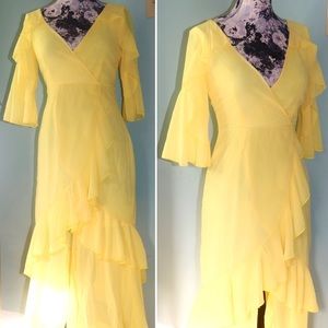 Boohoo Dresses - Boohoo Yellow Ruffle Maxi Dress Boohoo Dresses - Boohoo Yellow Ruffle Maxi Dress